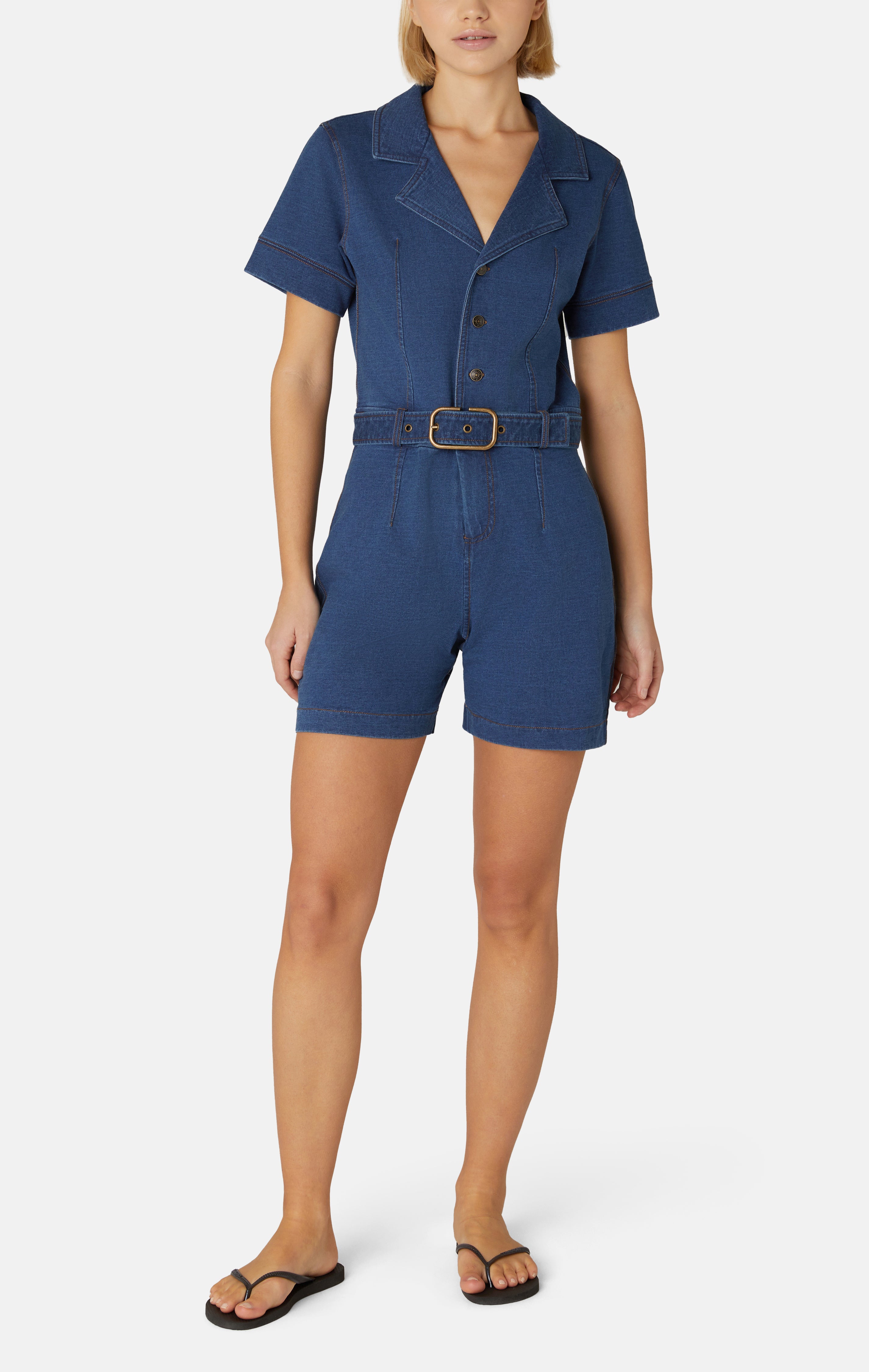 onepiece-denim-fitted-short-jumpsuit-dunkelblau-jeans image 4