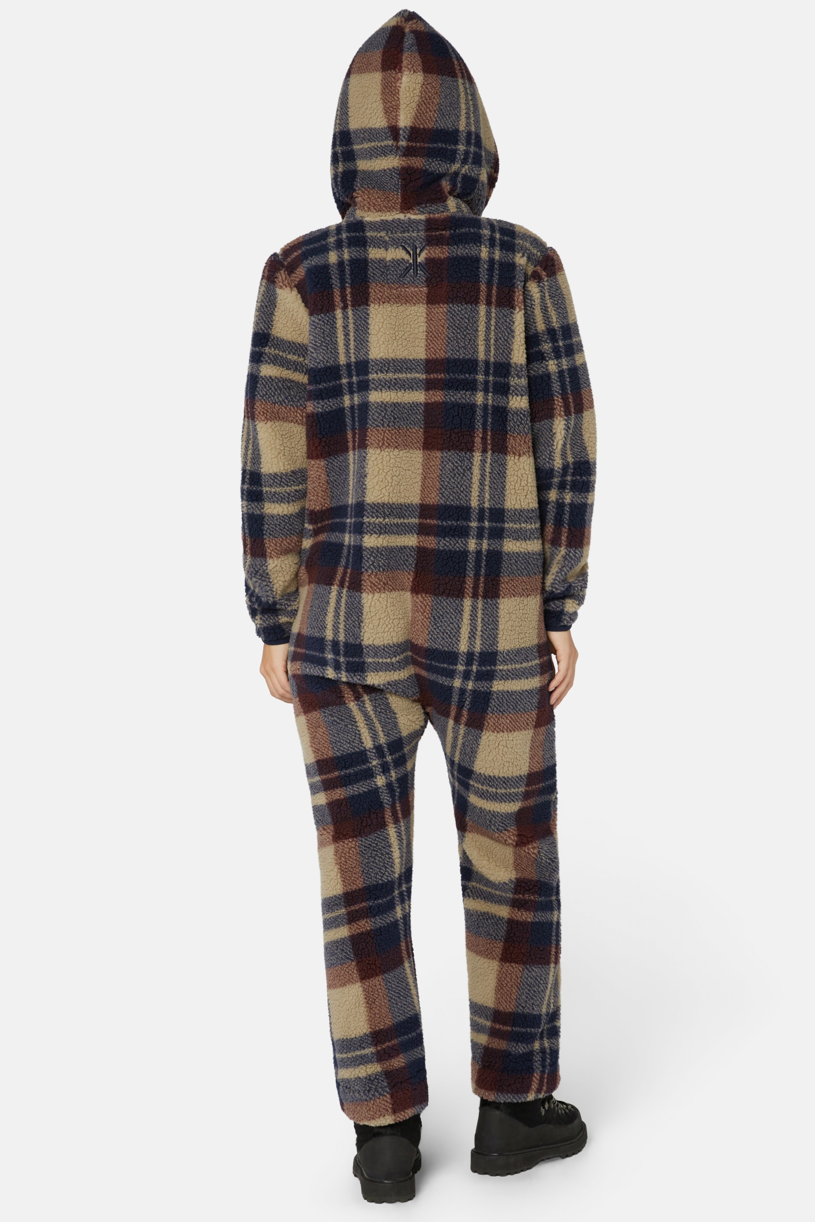 onepiece-earthy-fleece-jumpsuit-damen-brown-check image 4