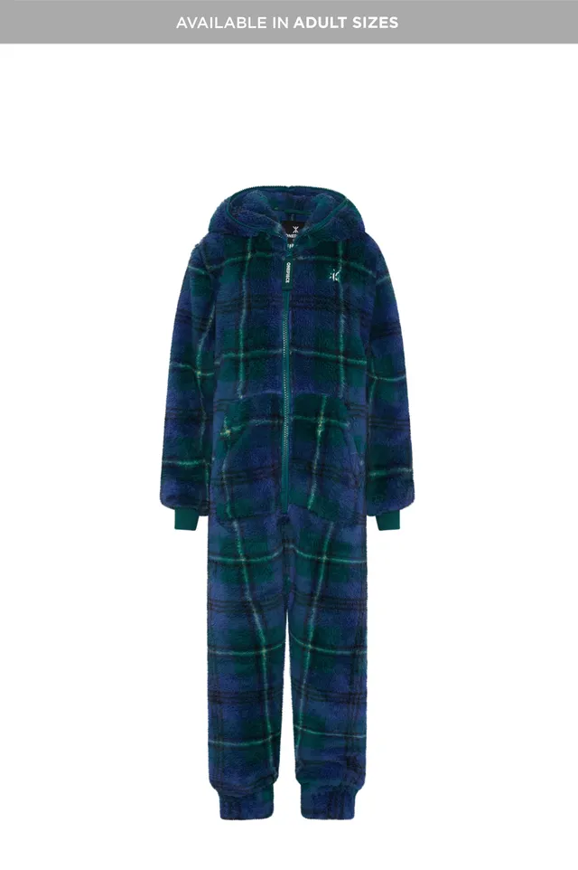 onepiece-puppy-kids-jumpsuit-gr-n-check-fleece image 1