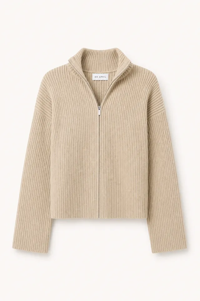 oh-april-strickcardigan-beige-melange-stehkragen image 1