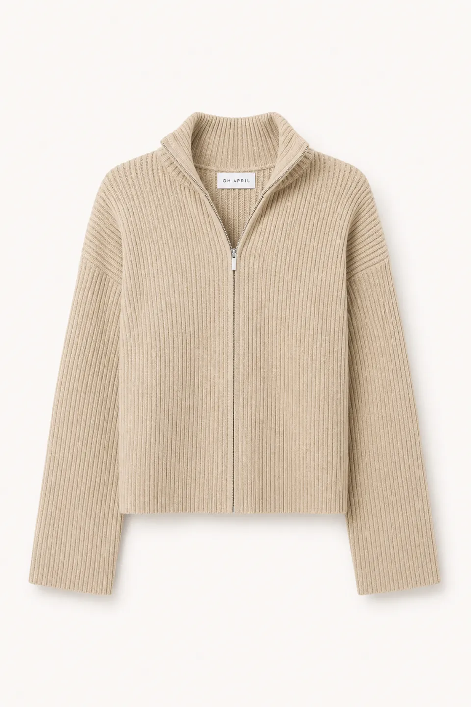 oh-april-strickcardigan-beige-melange-stehkragen image 1