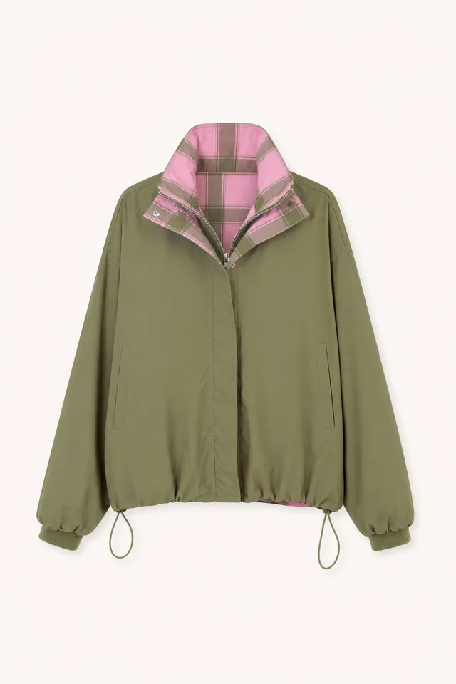 oh-april-amine-reversible-jacket-jacke-olive-check-baumwolle image 1