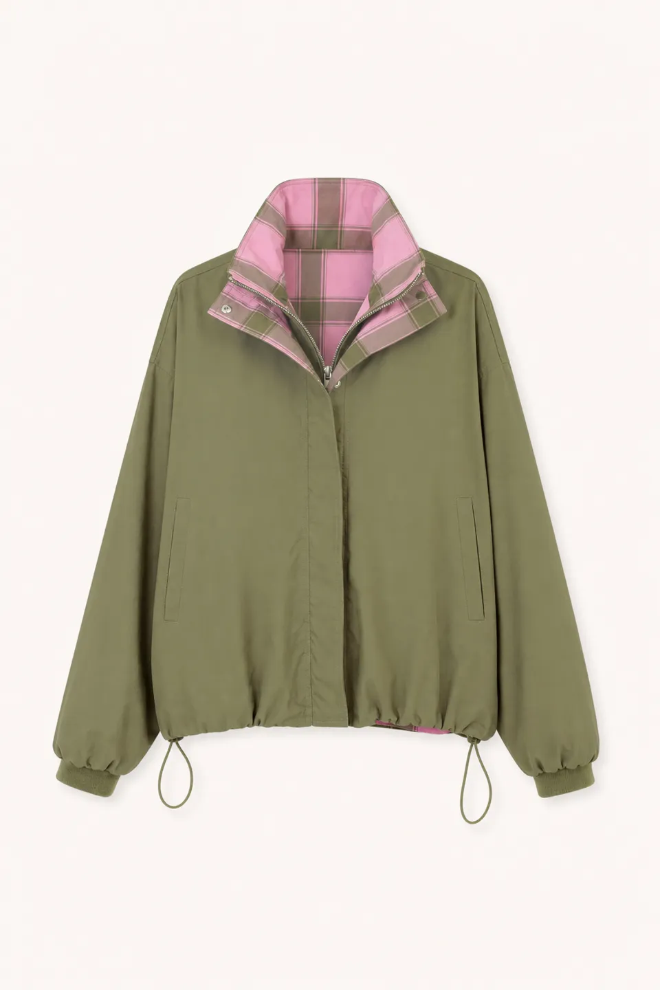 oh-april-amine-reversible-jacket-jacke-olive-check-baumwolle image 1