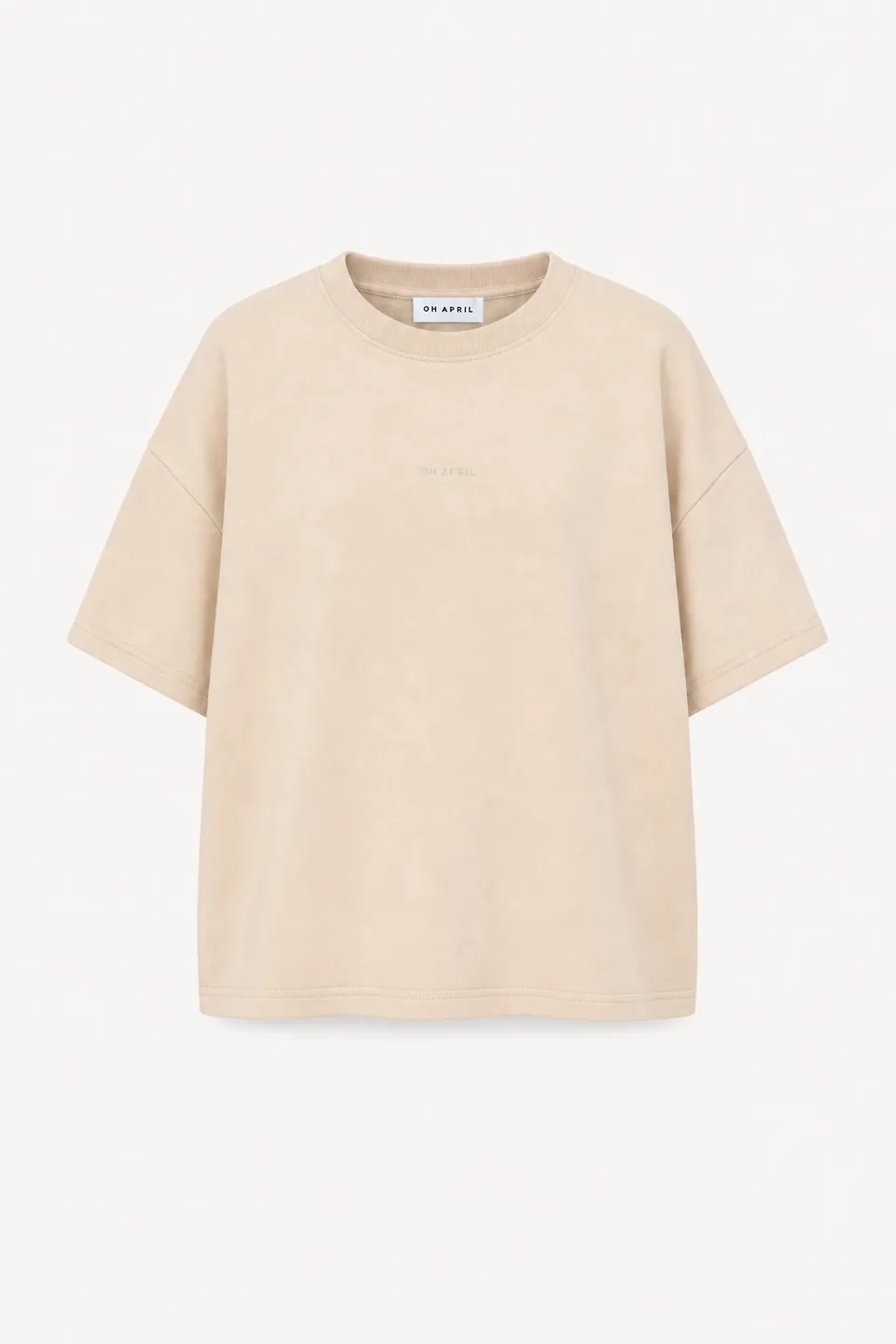 oh-april-karo-short-sleeve-sweater-beige-oversized image 1