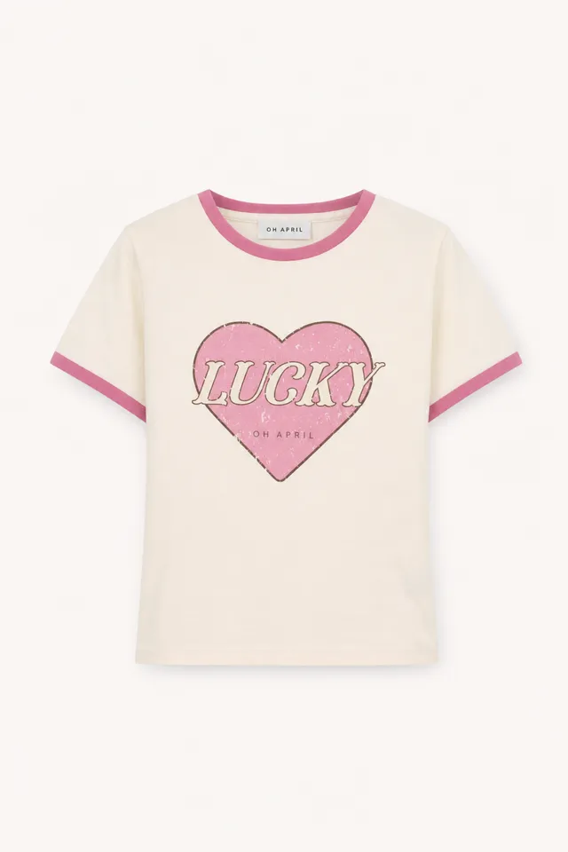 oh-april-kids-t-shirt-lucky-heart-off-white image 1