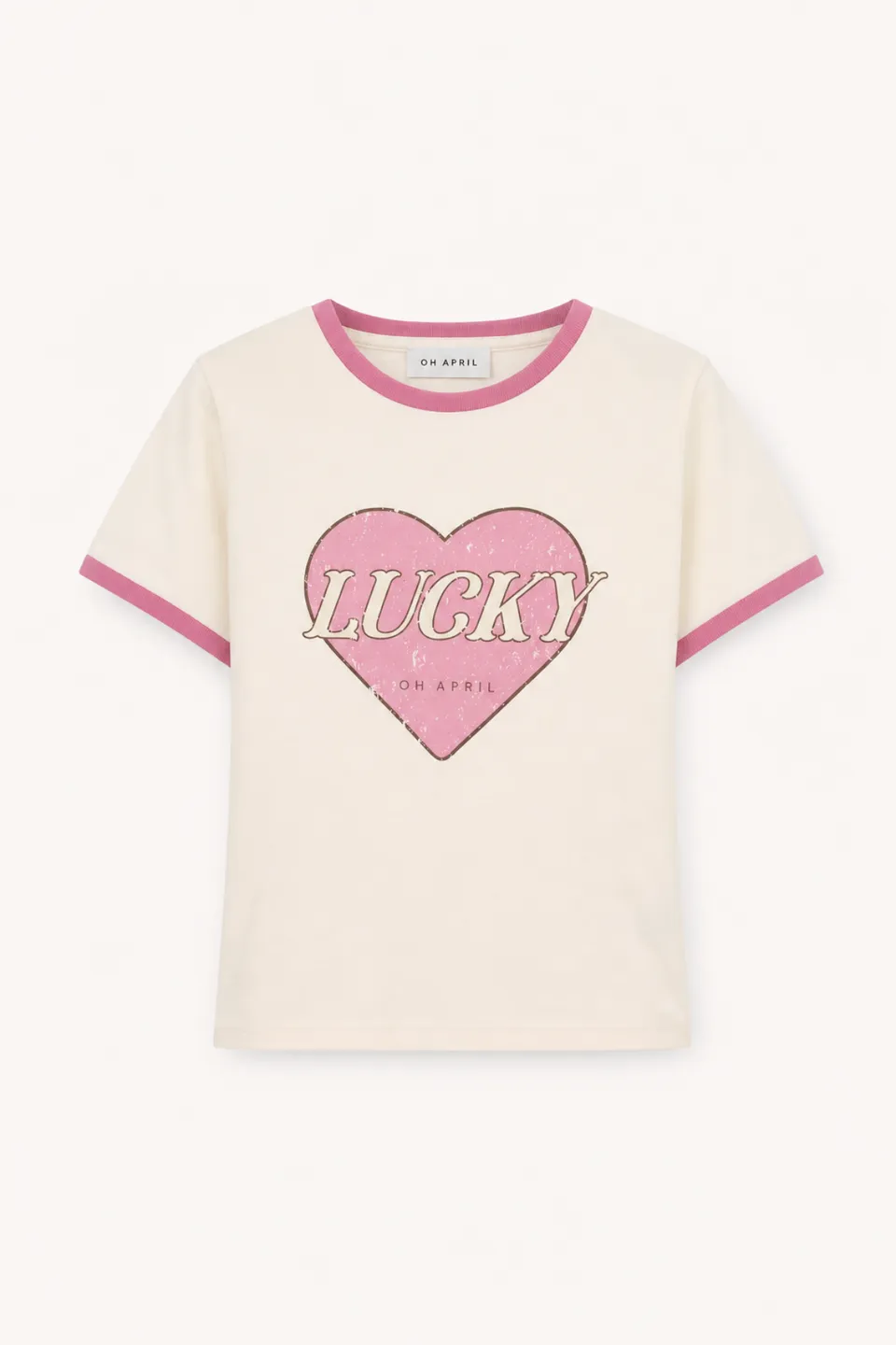 oh-april-kids-t-shirt-lucky-heart-off-white image 1
