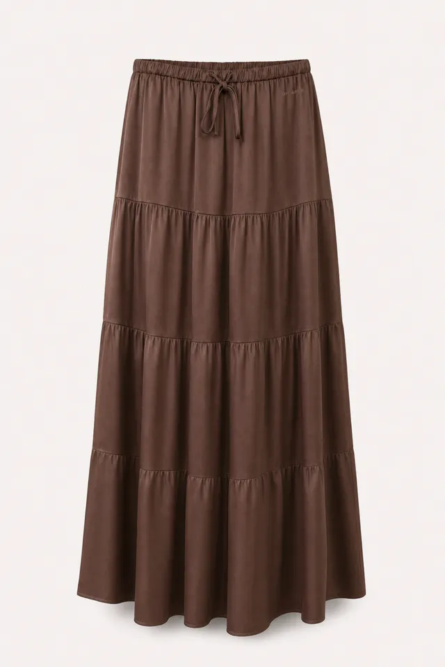 oh-april-valeska-satin-maxi-skirt-dark-brown-rock image 1