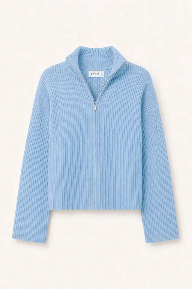 oh-april-strickcardigan-stehkragen-sky-blue-baumwolle image 1