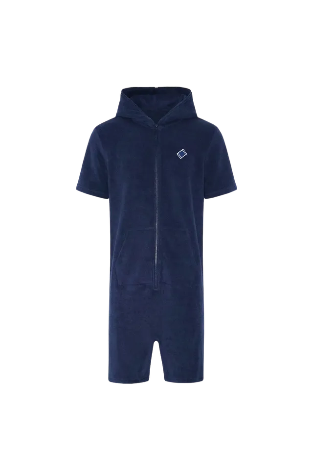 onepiece-towel-club-shortsleeve-jumpsuit-frottee-overall-navy image 1