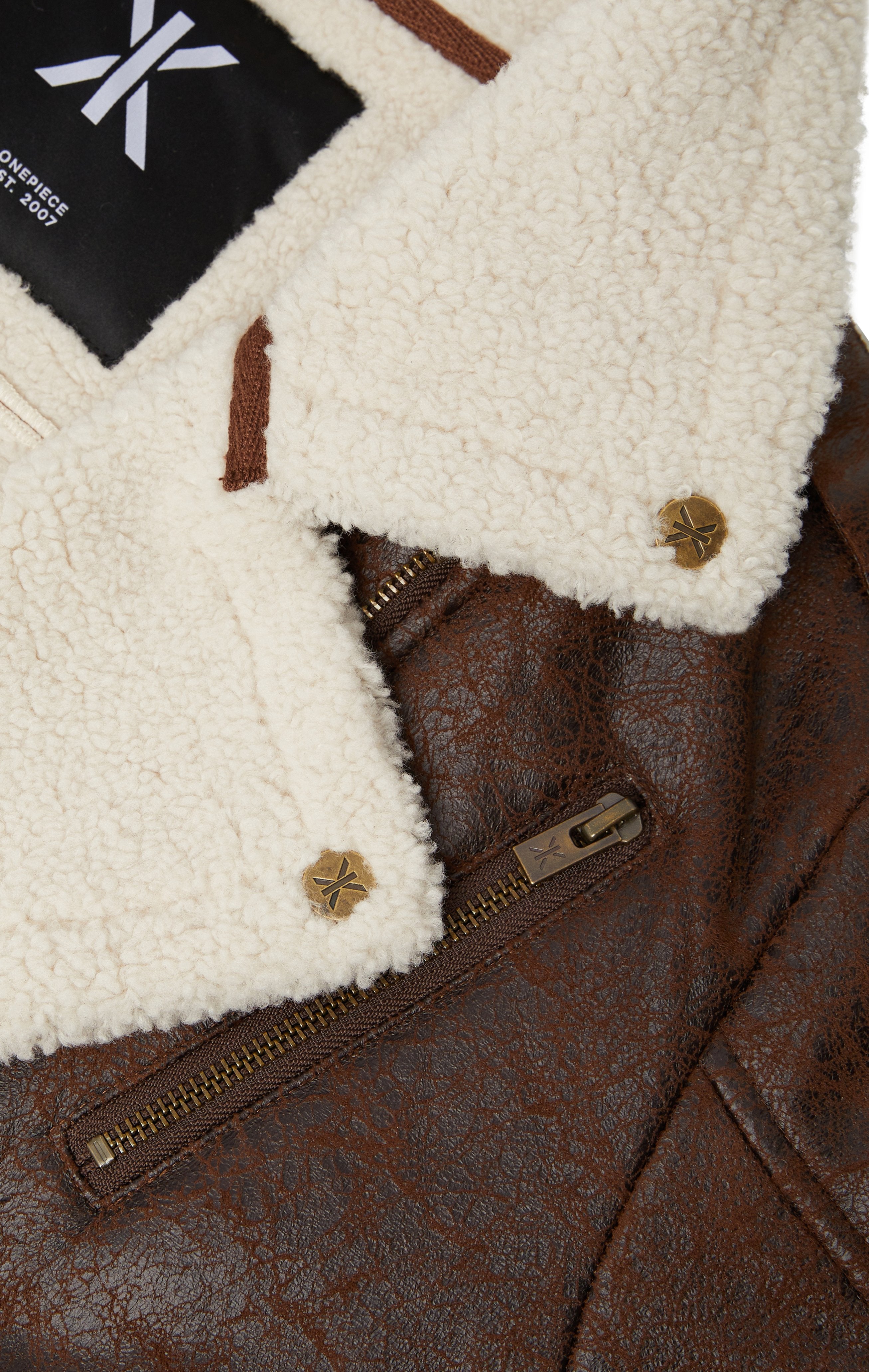 onepiece-biker-jumpsuit-braun-kunstleder-overall-mit-futter image 2