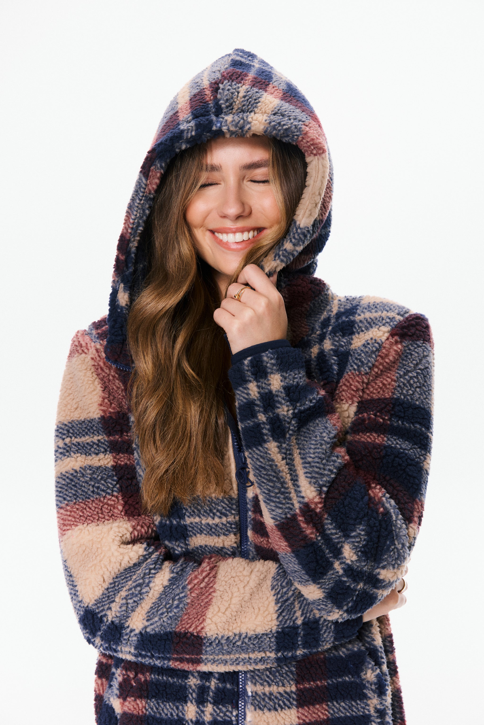 onepiece-earthy-fleece-jumpsuit-damen-brown-check image 2