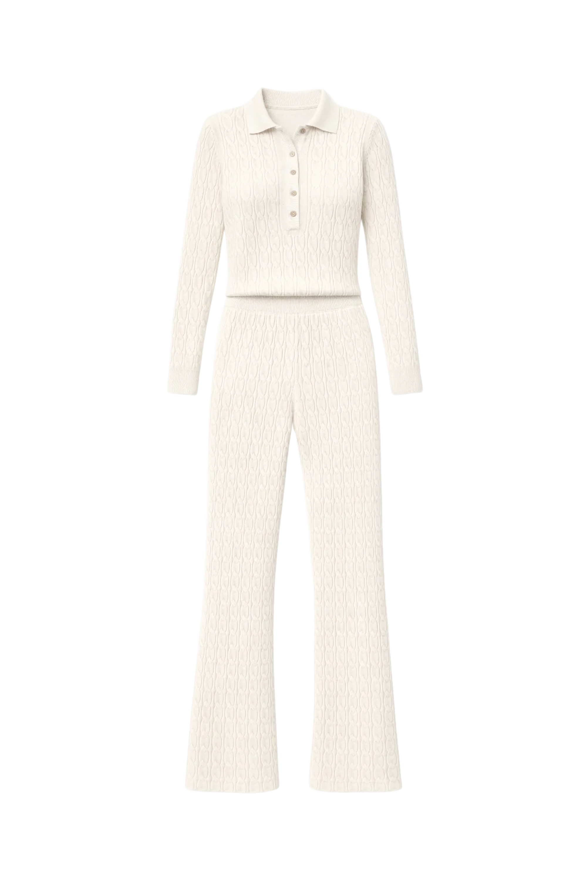 onepiece-summer-cable-flared-jumpsuit-creme-strick image 1