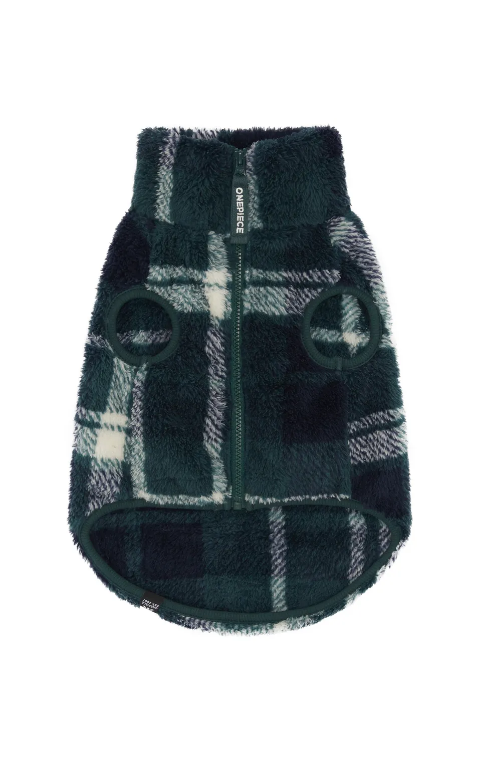 onepiece-puppy-pet-suit-hundeoverall-green-check-fleece image 1