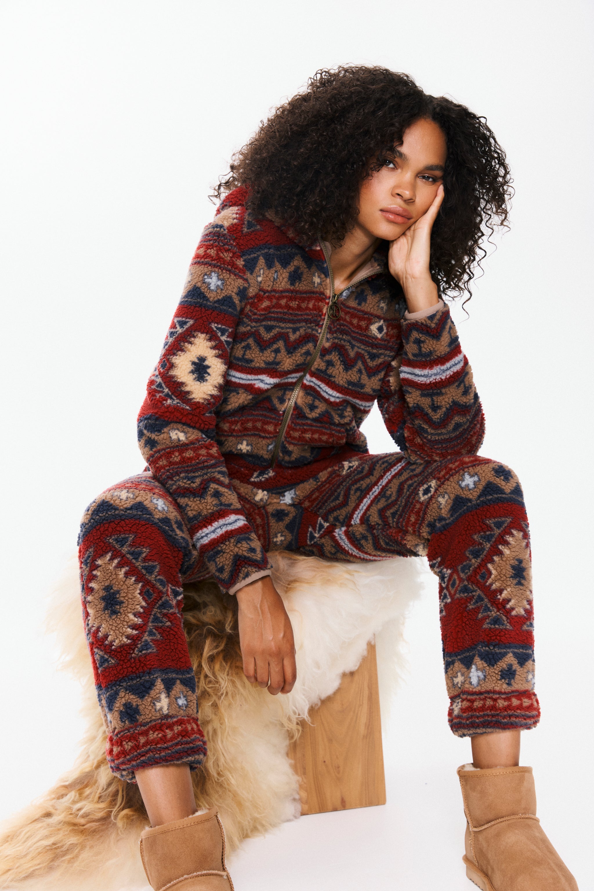 onepiece-earthy-fleece-jumpsuit-damen-multi-warm image 2