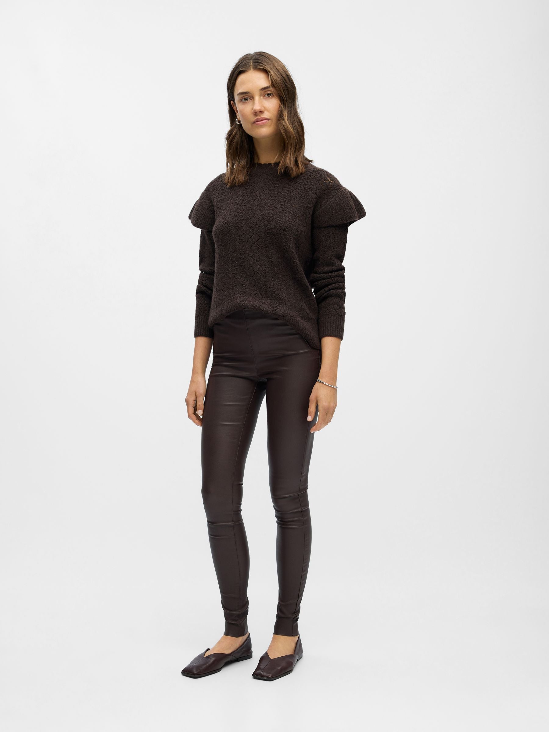 object-objbelle-legging-damen-coated-mid-waist-glitzer image 4