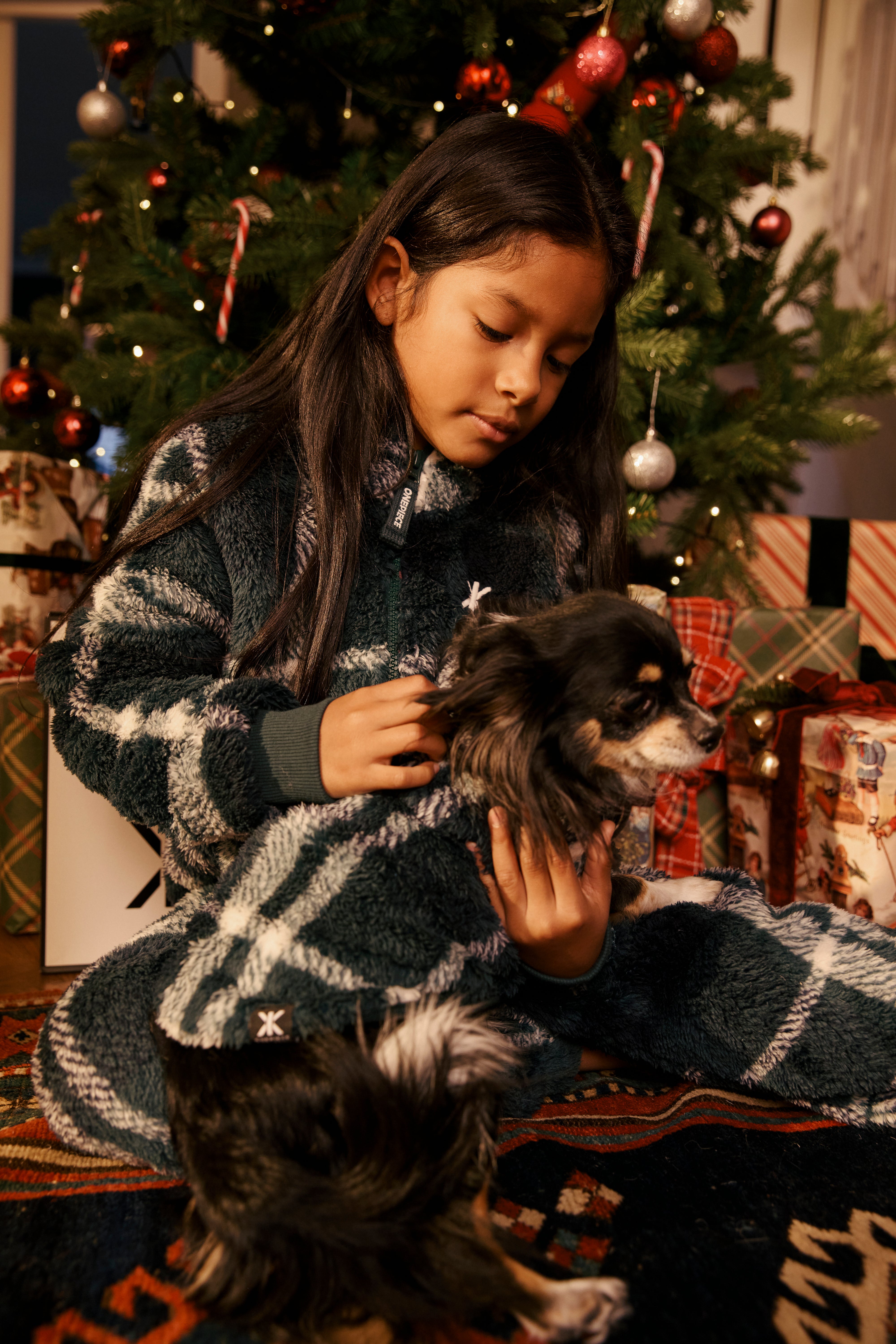 onepiece-puppy-pet-suit-hundeoverall-green-check-fleece image 5