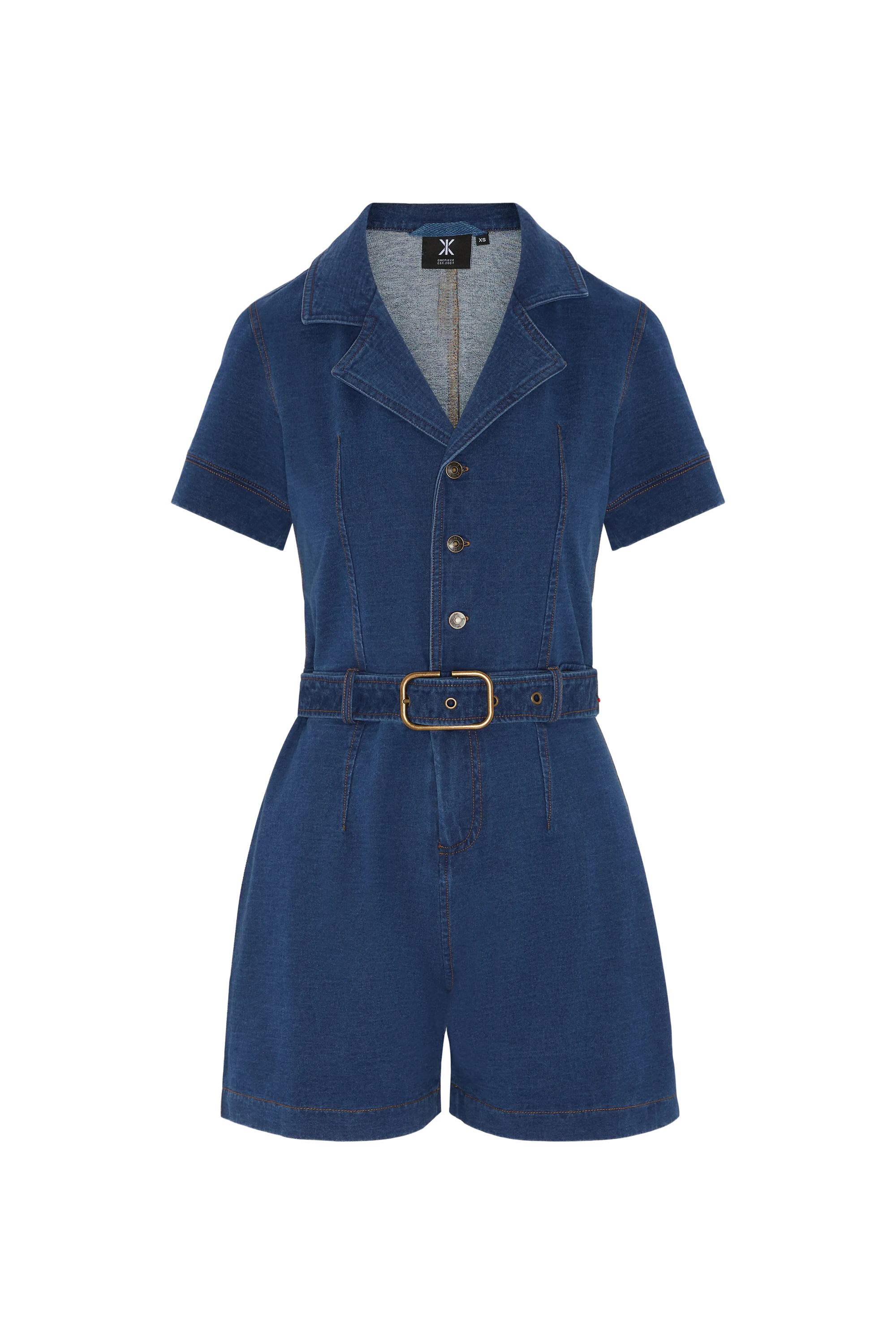onepiece-denim-fitted-short-jumpsuit-dunkelblau-jeans image 1
