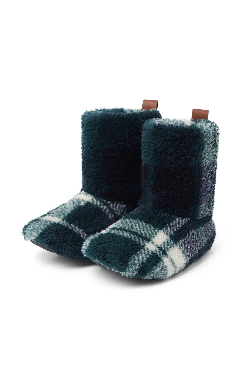 onepiece-puppy-slippers-hausschuhe-green-check-fleece image 1