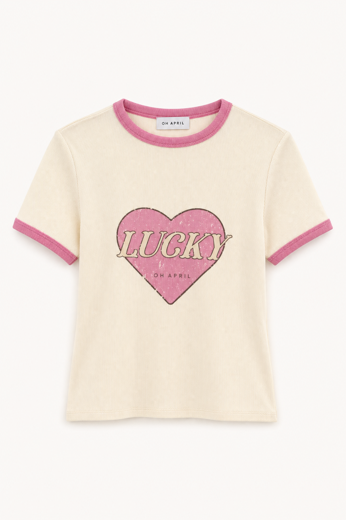 oh-april-regular-t-shirt-lucky-heart-off-white image 1