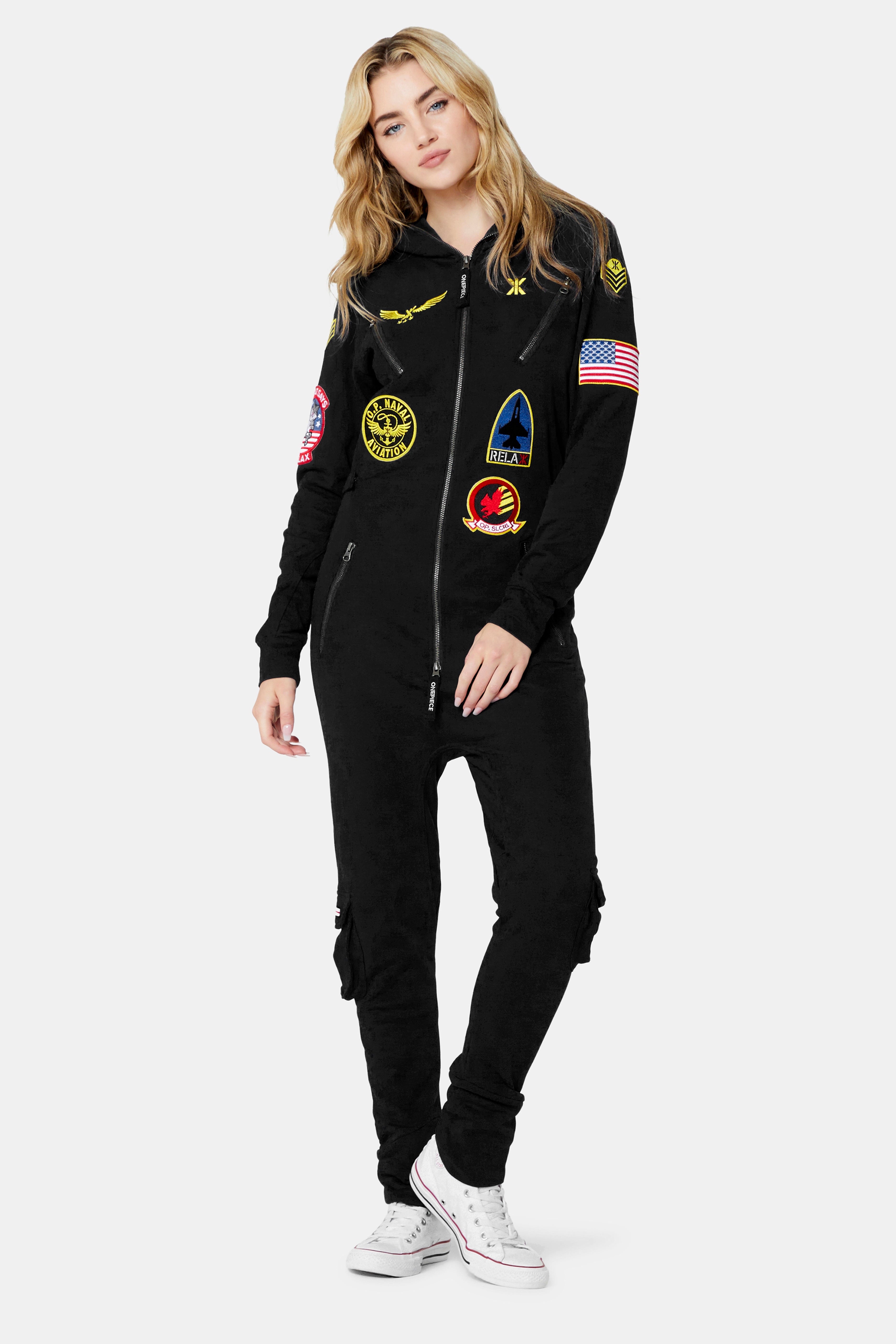 onepiece-aviator-onesie-overall-damen-schwarz-mit-patches image 4