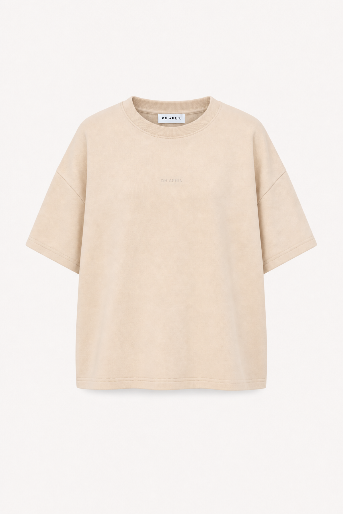 oh-april-karo-short-sleeve-sweater-beige-oversized image 1