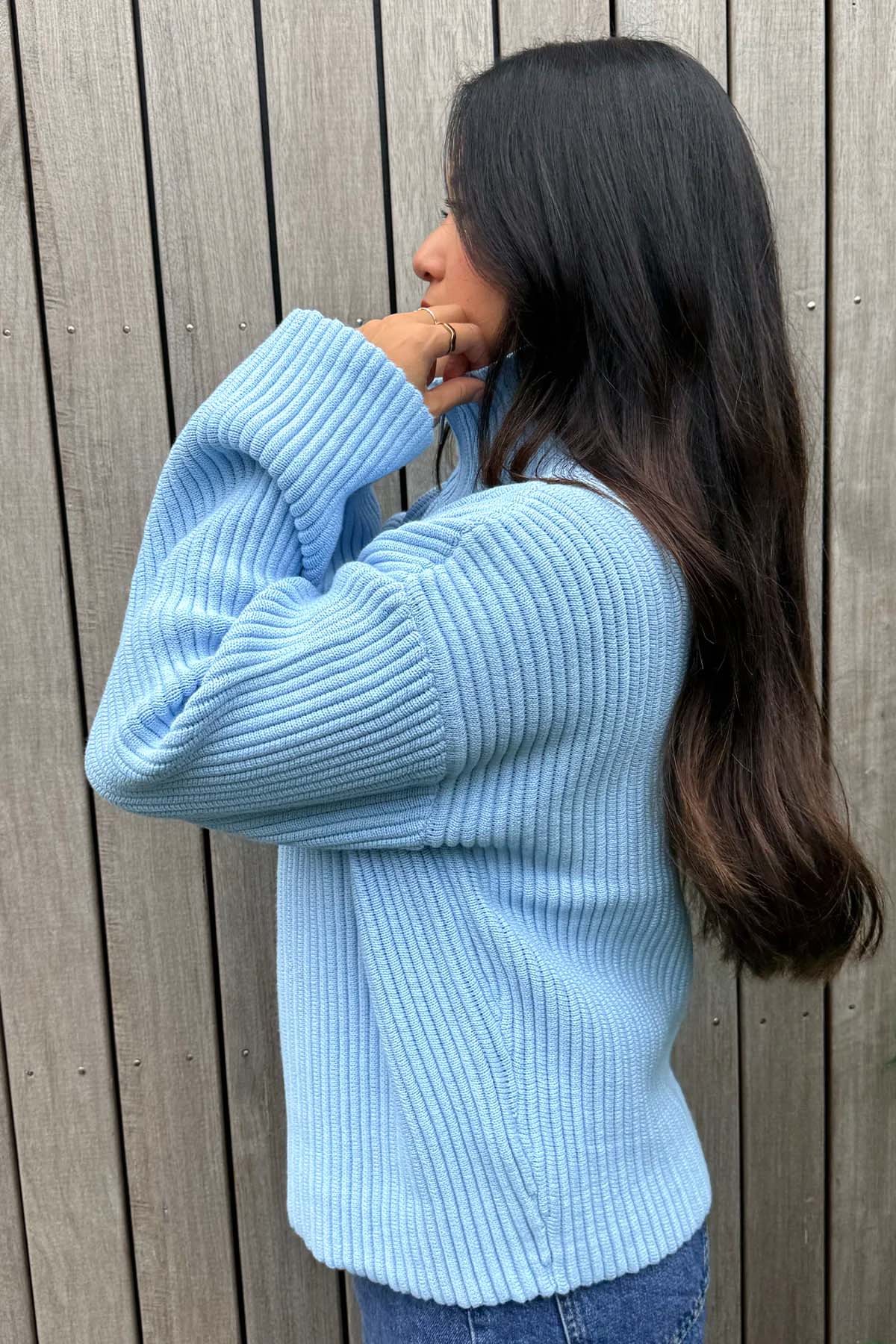 oh-april-strickcardigan-stehkragen-sky-blue-baumwolle image 3