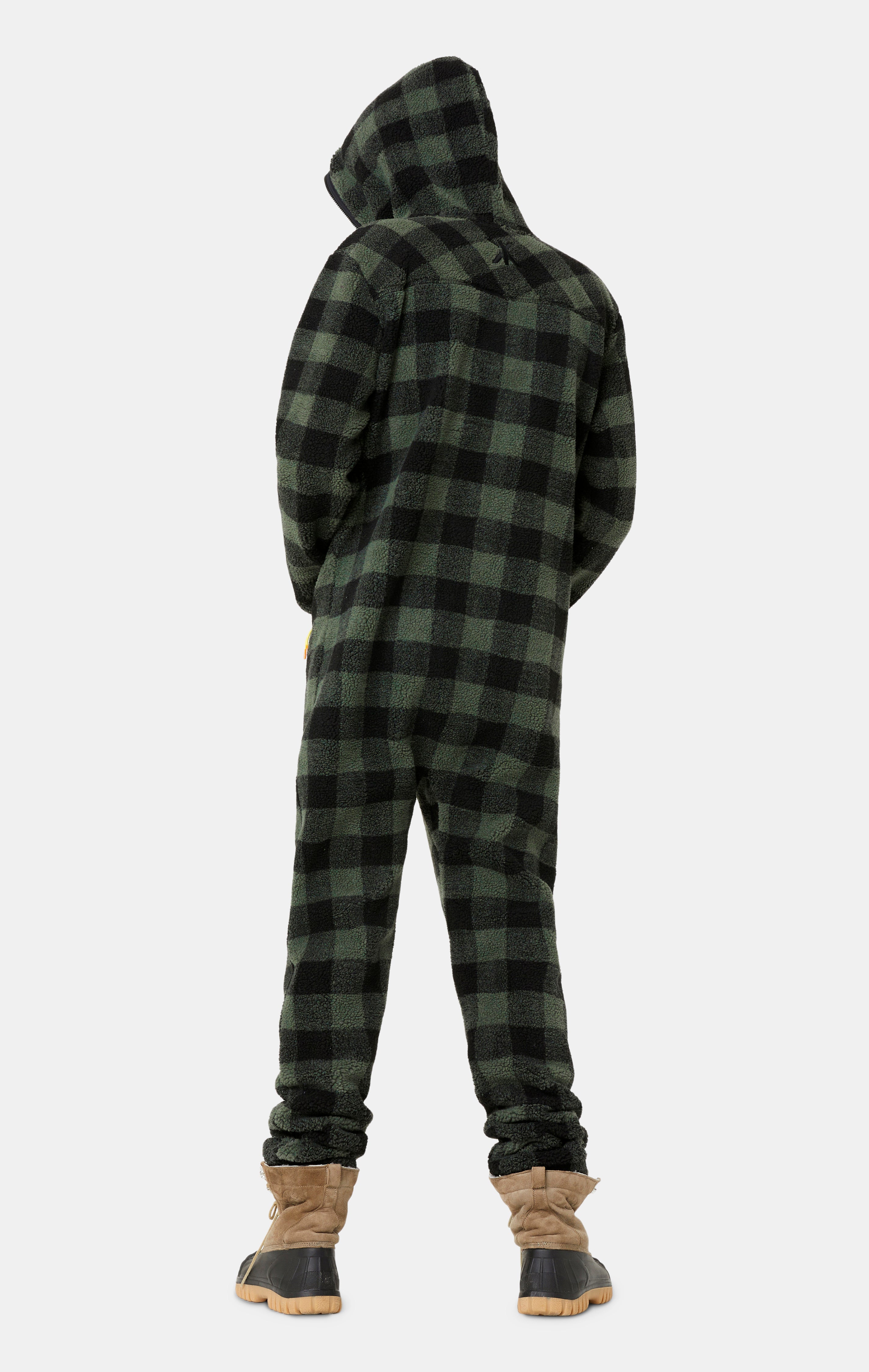onepiece-checkered-fleece-jumpsuit-overall-damen-gr-n-kariert image 6