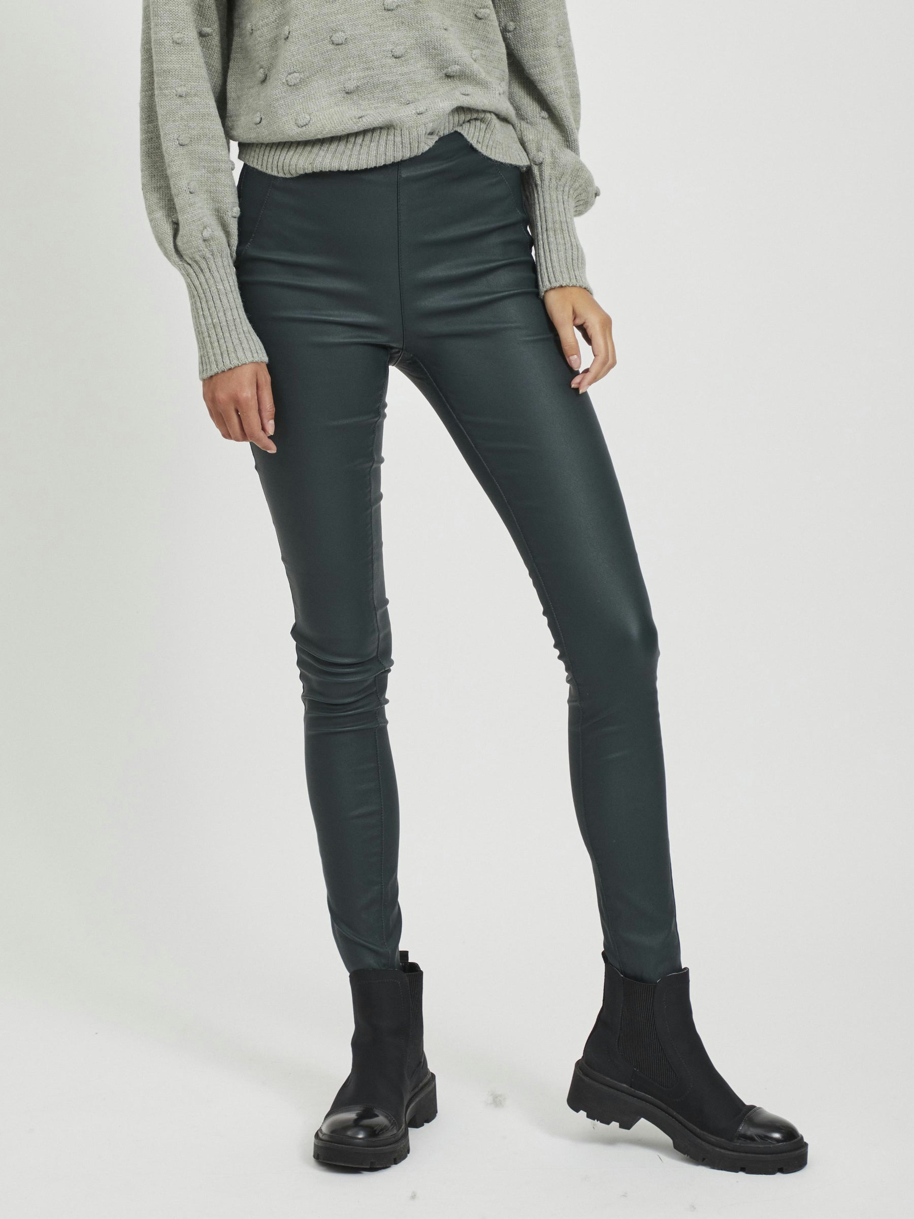 object-objbelle-legging-damen-beschichtet-gl-nzend-slim-fit image 3