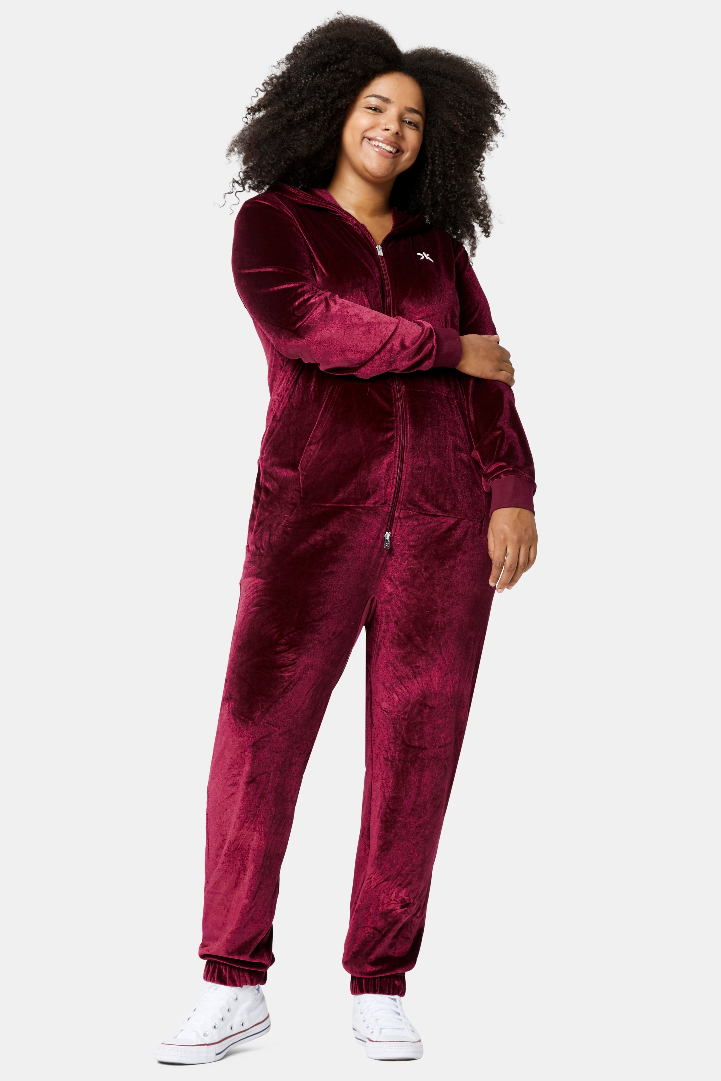 onepiece-original-velour-jumpsuit-overall-rot-samt image 2