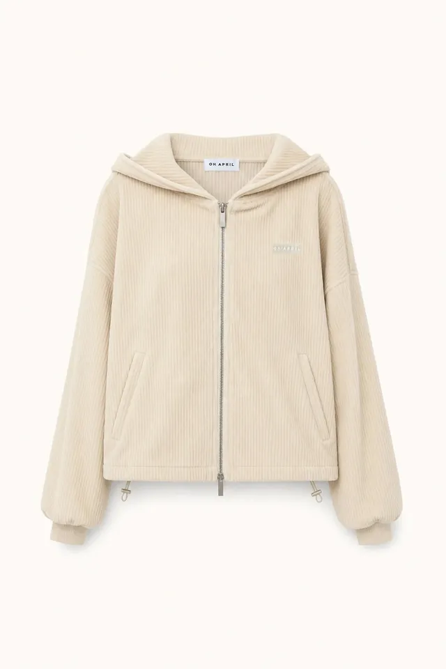 oh-april-jacken-westen-cropped-cord-jacke-kapuze-beige image 1