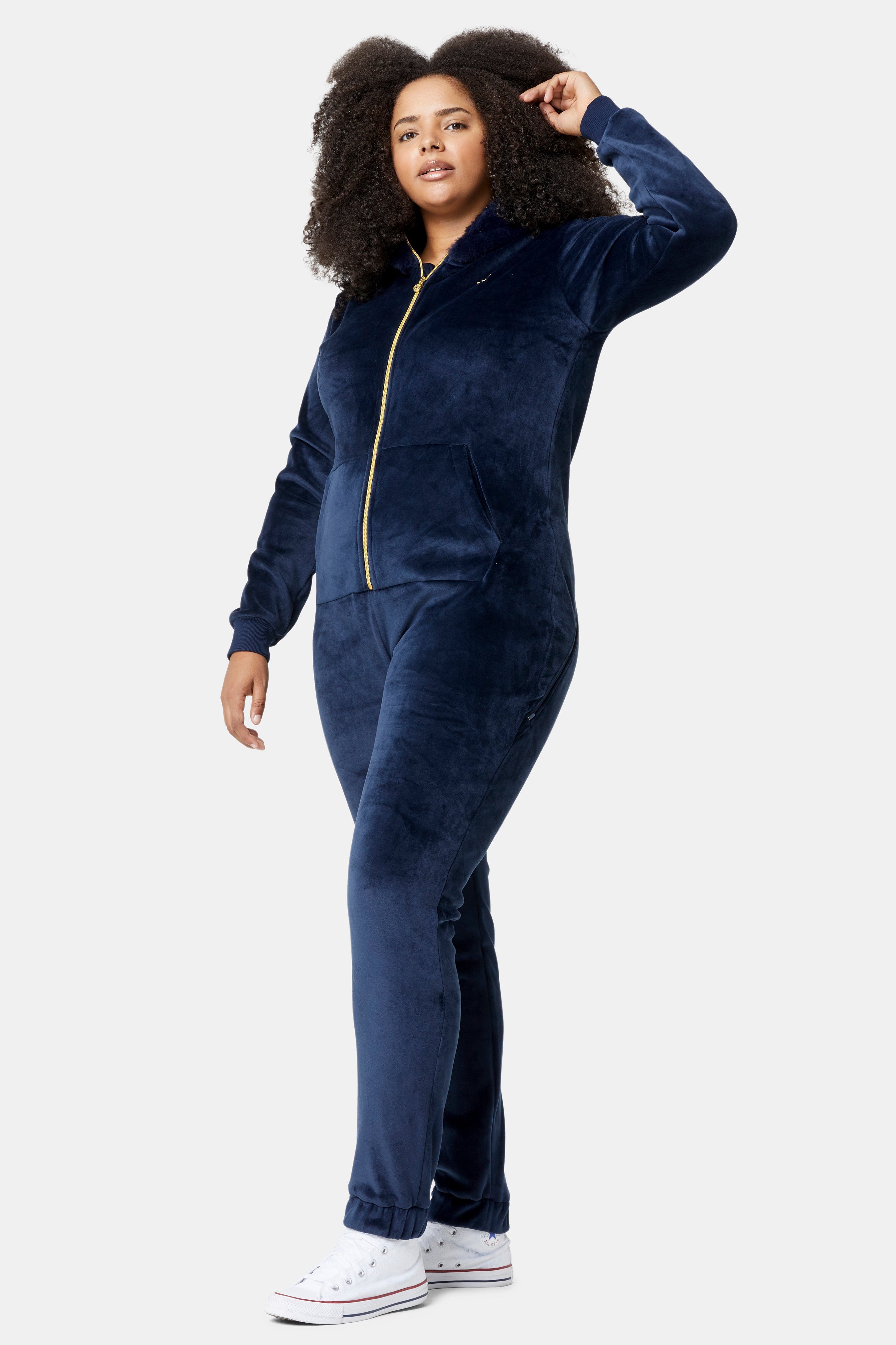 onepiece-alps-soft-velvet-jumpsuit-navy-damen-slim image 2