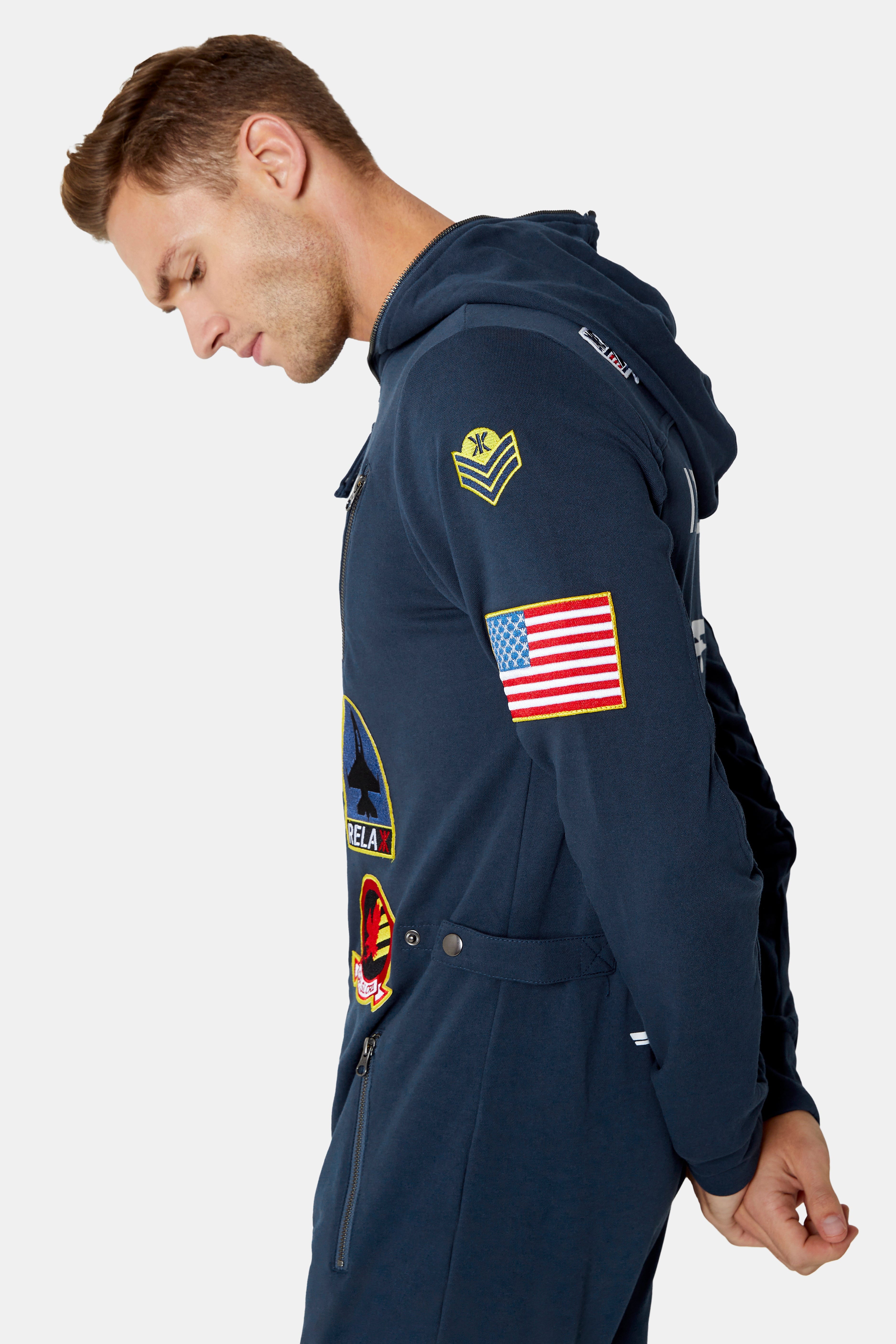 onepiece-aviator-onesie-overall-navy-midnight-blue-patches image 4