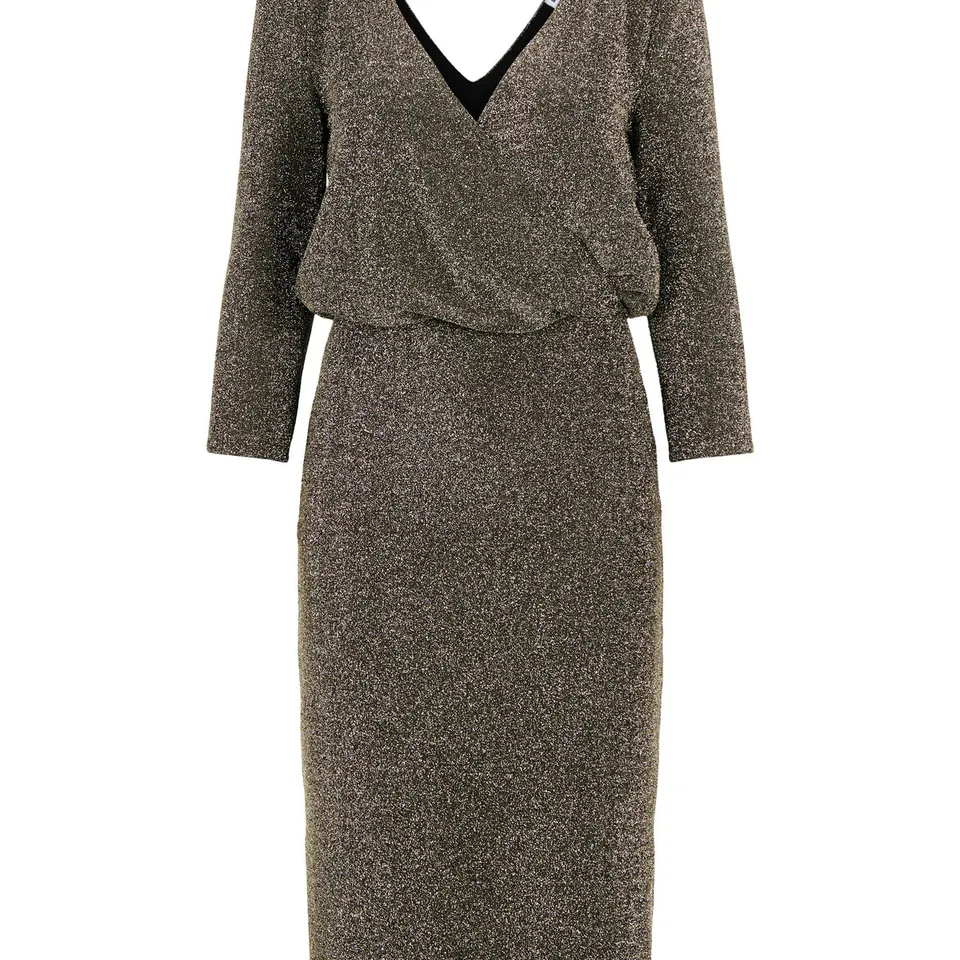 noisy-may-glitzer-kleid-mit-3-4-rmel-und-v-ausschnitt-3 image 1