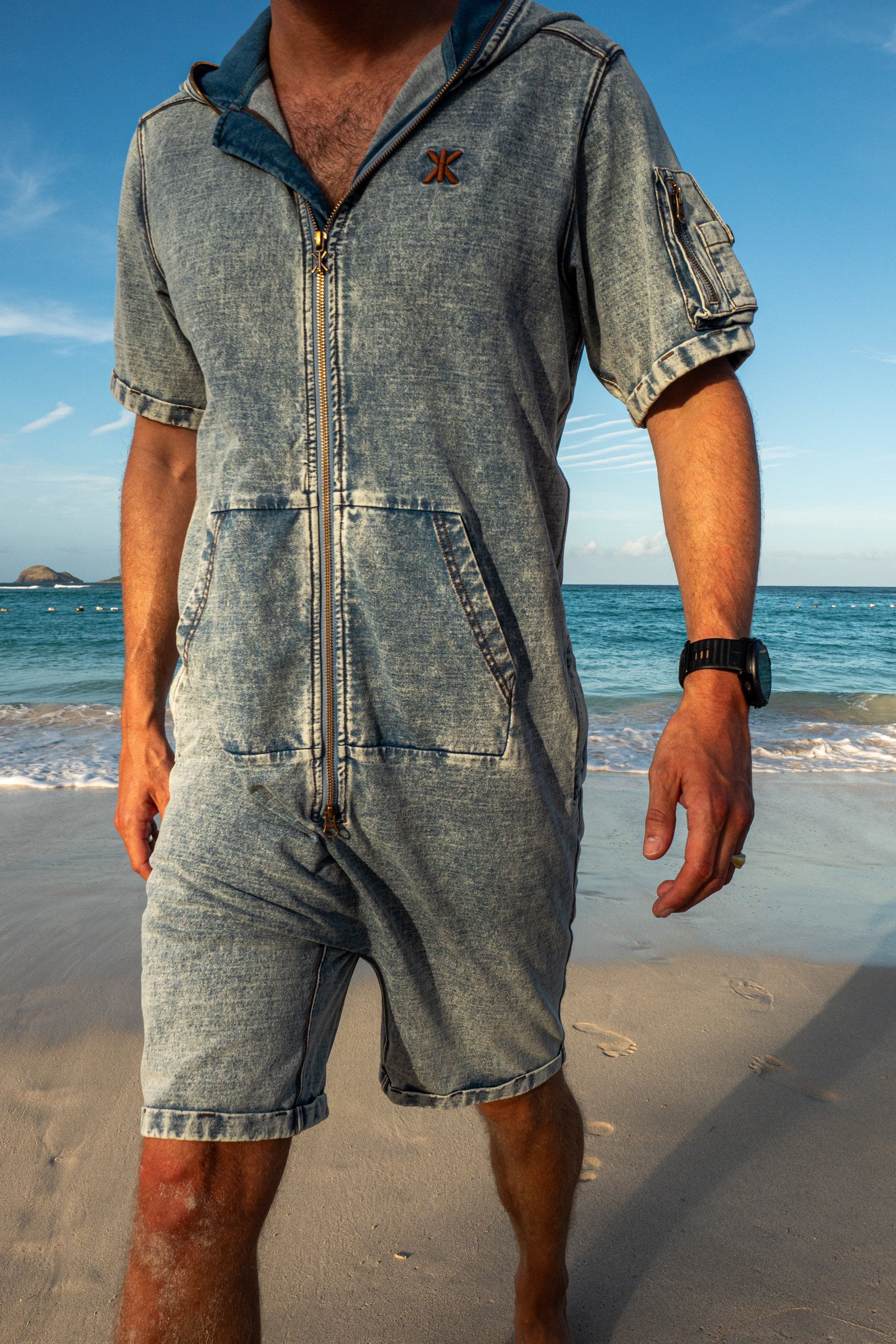 onepiece-soft-denim-short-jumpsuit-jeans-overall-light-blue image 2