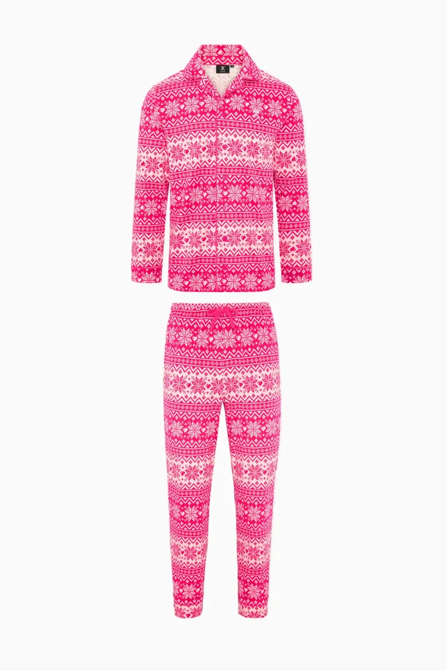 onepiece-winter-pyjamas-set-pyjama-pink-schneeflocken image 1