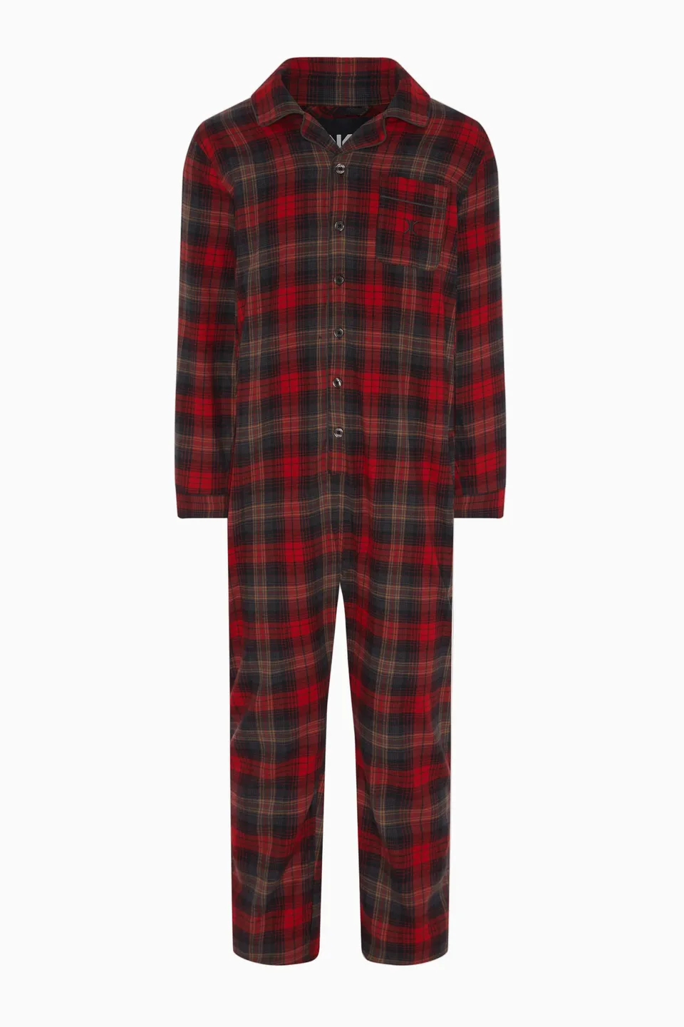 onepiece-checked-pyjamas-jumpsuit-baumwoll-overall-rot image 1