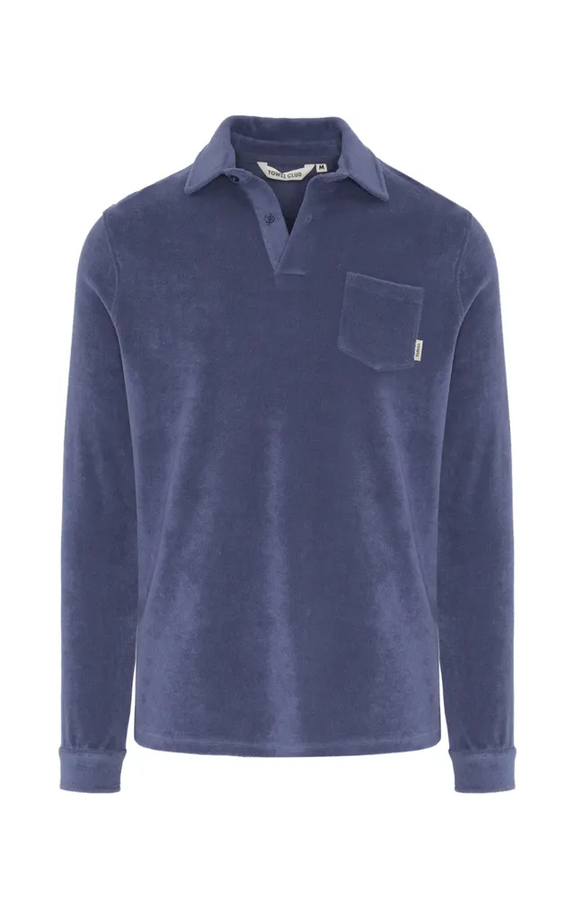 onepiece-towel-club-longsleeve-polo-shirt-dusty-navy-frottee image 1