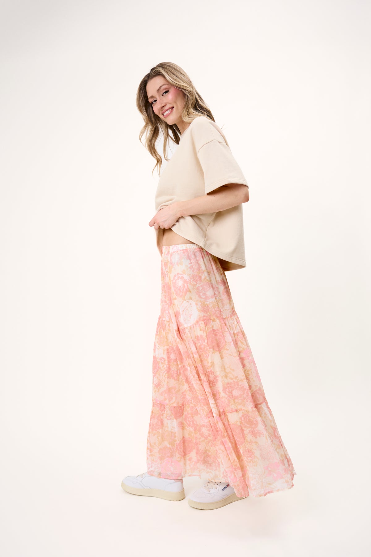 oh-april-karo-short-sleeve-sweater-beige-oversized image 4