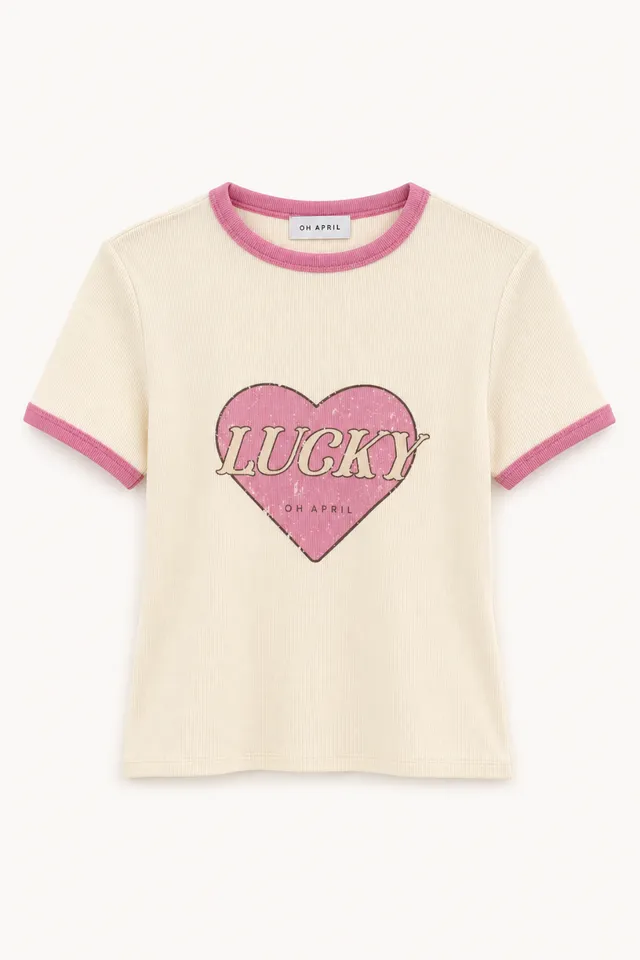 oh-april-regular-t-shirt-lucky-heart-off-white image 1
