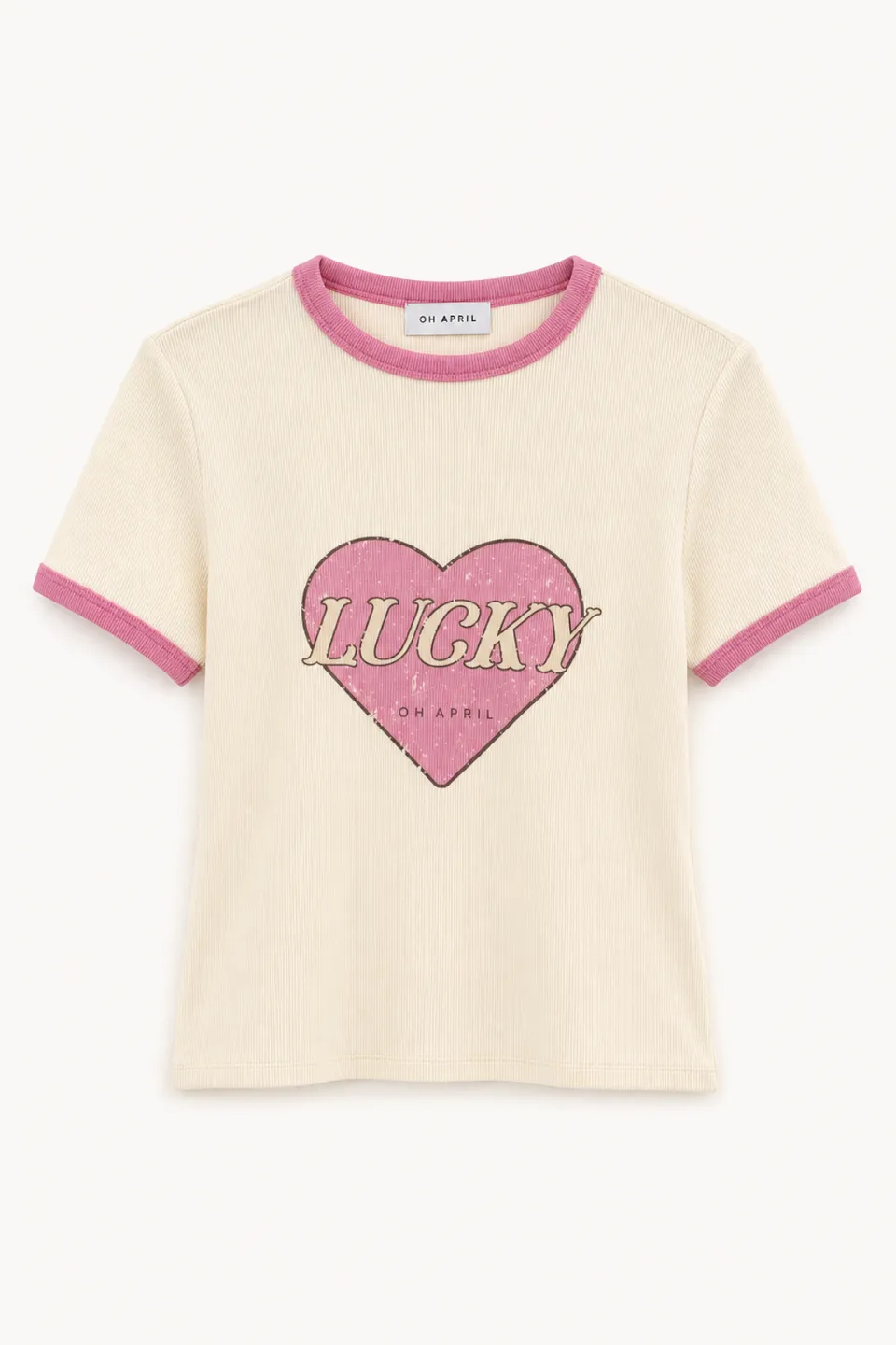 oh-april-regular-t-shirt-lucky-heart-off-white image 1