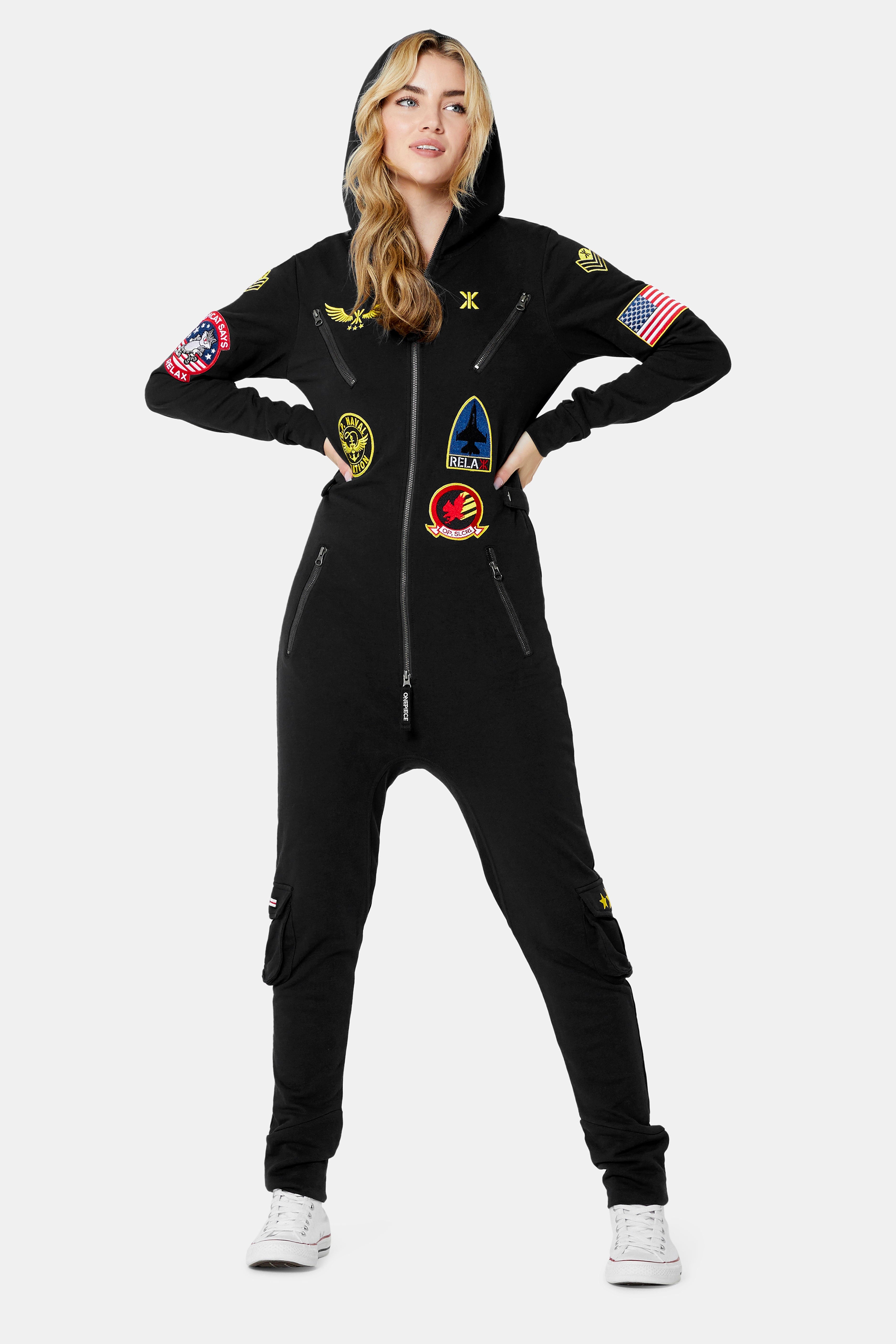 onepiece-aviator-onesie-overall-damen-schwarz-mit-patches image 8