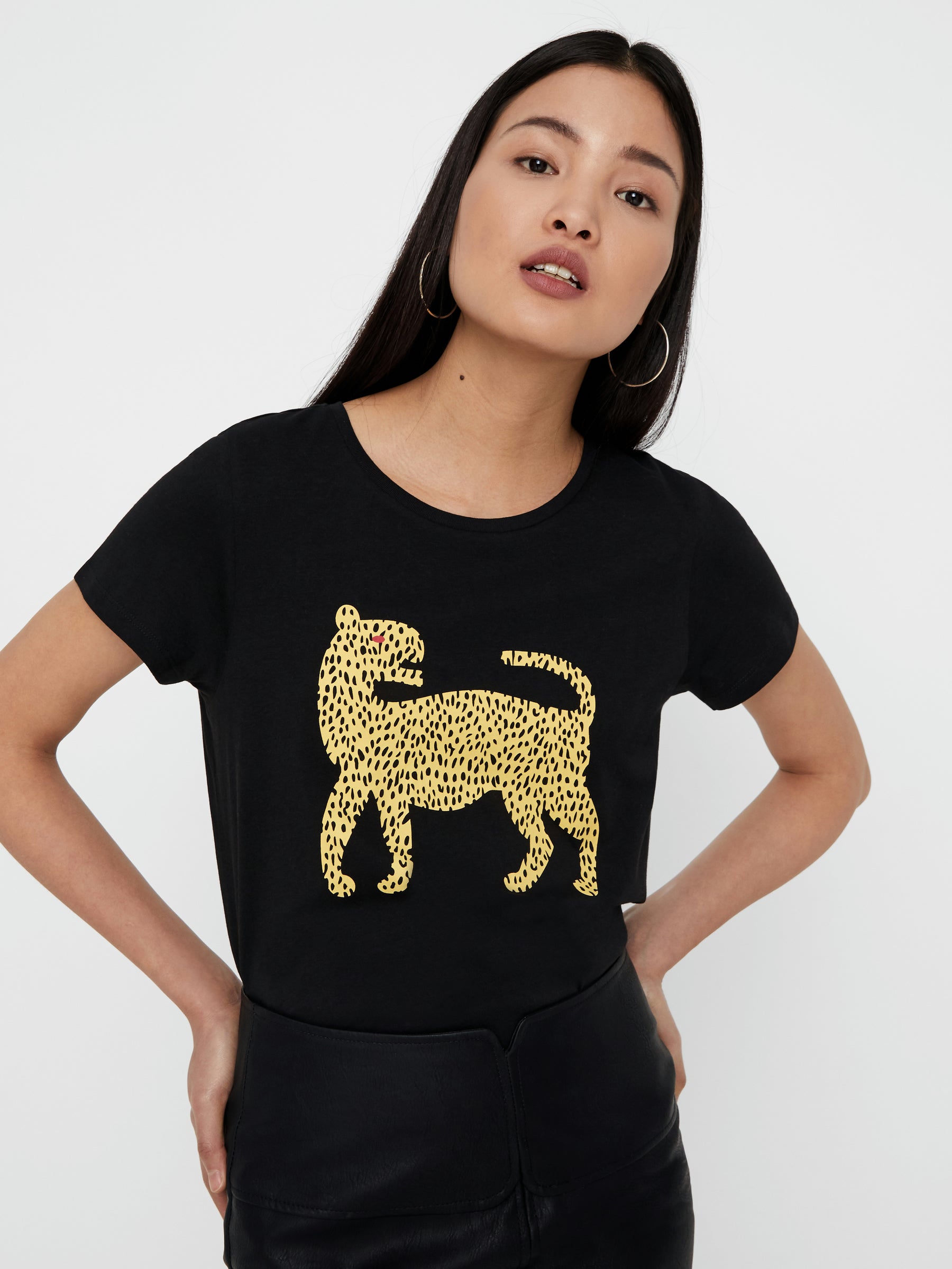 noisy-may-t-shirt-damen-kurzarm-mit-tigerprint image 5