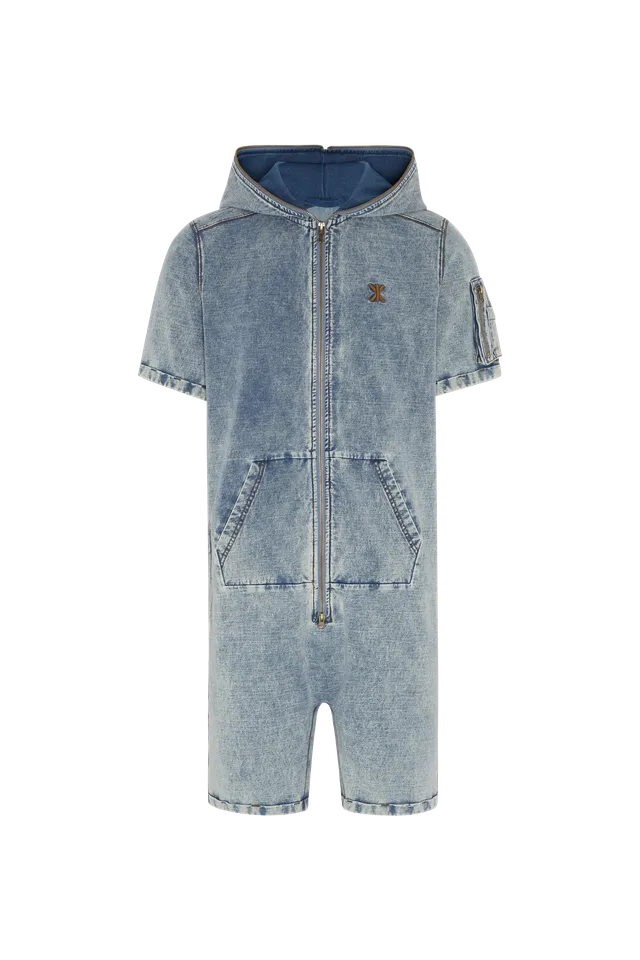 onepiece-soft-denim-short-jumpsuit-jeans-overall-light-blue image 1