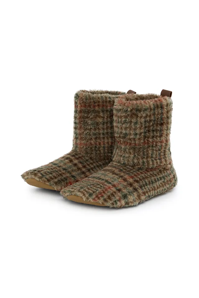 onepiece-puppy-slippers-damen-hausschuhe-braun-karo image 1