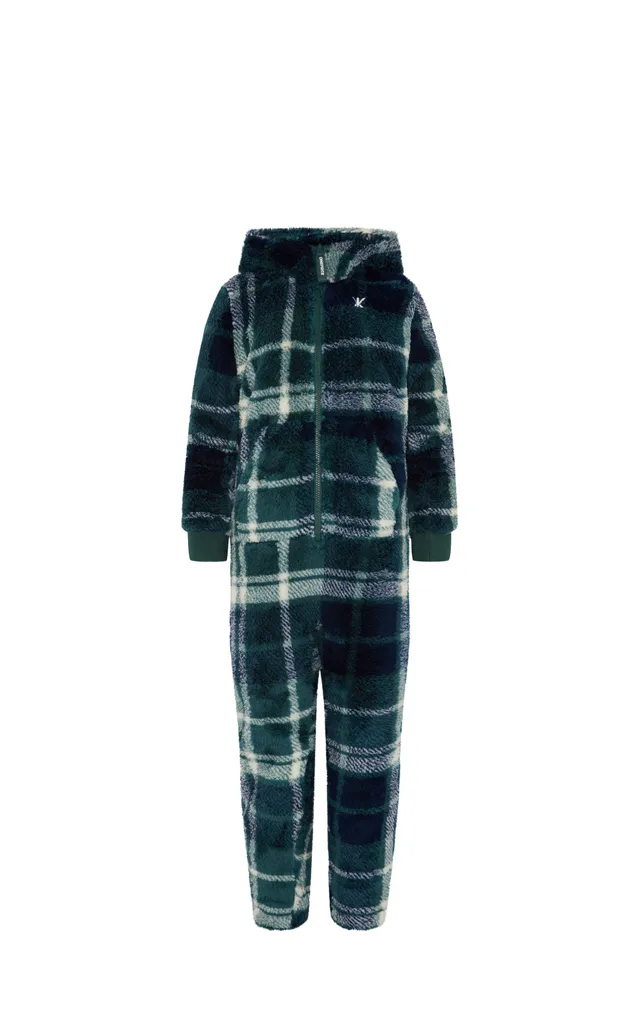 onepiece-puppy-kids-jumpsuit-kinder-gr-n-kariert-fleece image 1