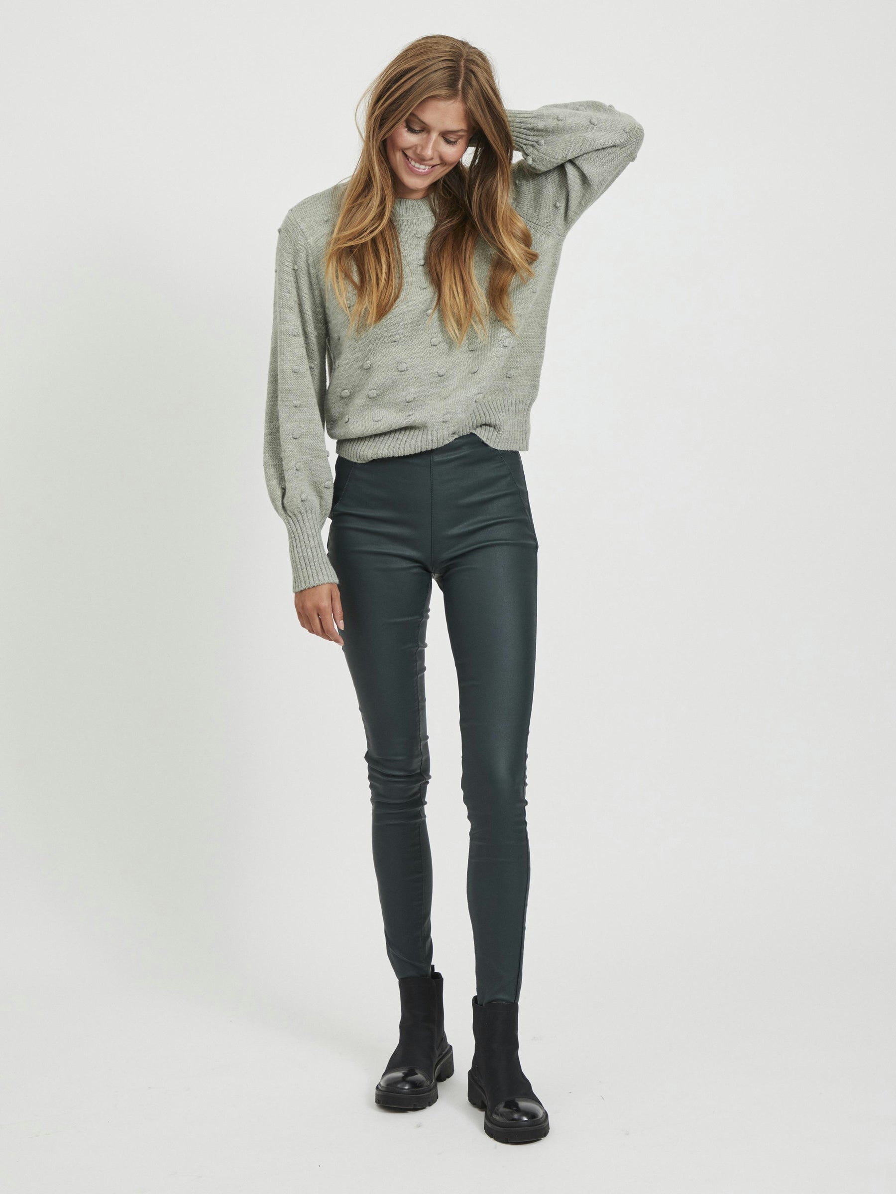 object-objbelle-legging-damen-beschichtet-gl-nzend-slim-fit image 5